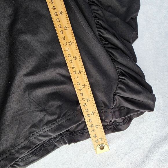 Halter Bodycon Dress XL Black Ruched Side Plunge Neck Stretch Y2K Goth Clubwear - Picture 13 of 13